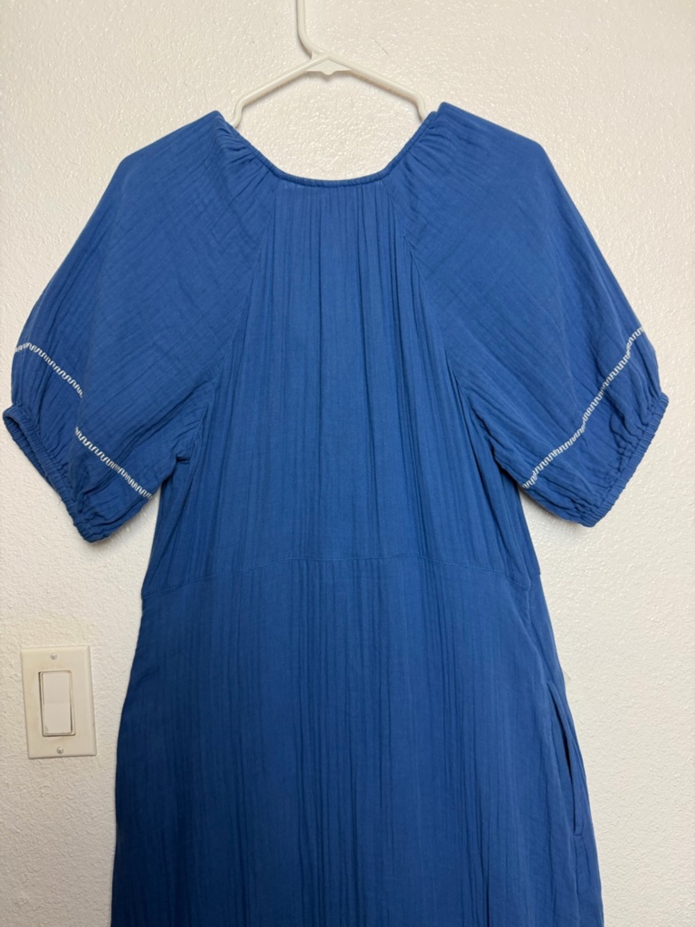 Old Navy Crinkle Crepe Maxi Swing Dress Blue Medium Tall - Picture 7 of 11